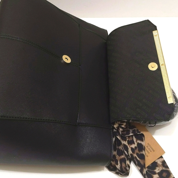 Steve Madden Bjuno Black Bag With Cheetah Scarf NWT - Picture 3 of 9